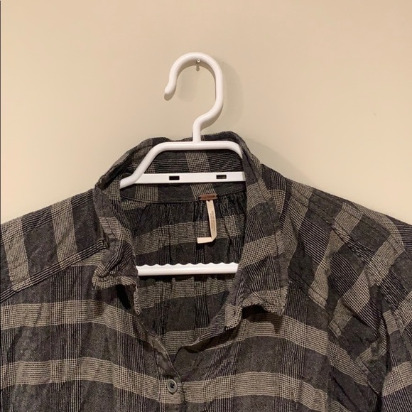 Free People Black and Grey Checkered Shirt - Women’s Size Medium - Picture 5 of 5